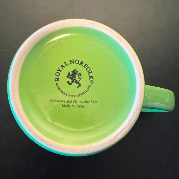 Set of 2 RETRO Royal Norfolk  Santa Fe Lime Green Mugs with Embossed Rings - Picture 8 of 9